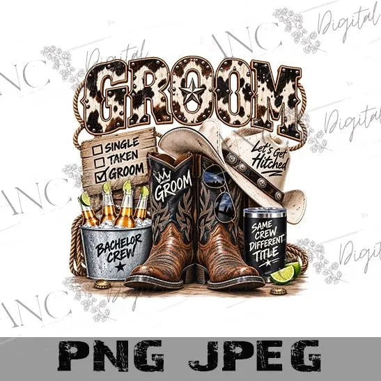 Groom Squad Western Shirt Design, Cowboy Bachelor Party SVG PNG, Groom Squad Sublimation Design, Western Wedding Digital Download