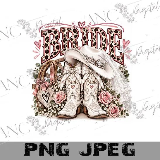 Bridal Squad Shirt PNG, Bride Shirt PNG, Western Cowgirl Bride, Bachelorette Party Sublimation, Bridal Party Boots, Digital Download