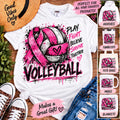 Volleyball Breast Cancer Awareness PNG, Pink Ribbon Volleyball Sublimation Design, Volleyball Cancer Awareness Shirt Design, Grunge Sports
