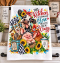 Funny Farm Animal Sublimation Design, Crazy Kitchen PNG, Farmhouse Towel Design