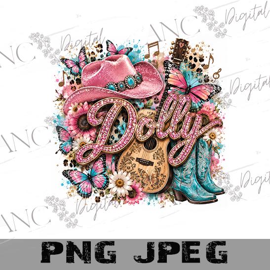Dolly Butterfly Sublimation PNG, Country Music PNG, Cowgirl PNG, Western Butterfly Design, Tumbler Shirt Tote Bag Sublimation
