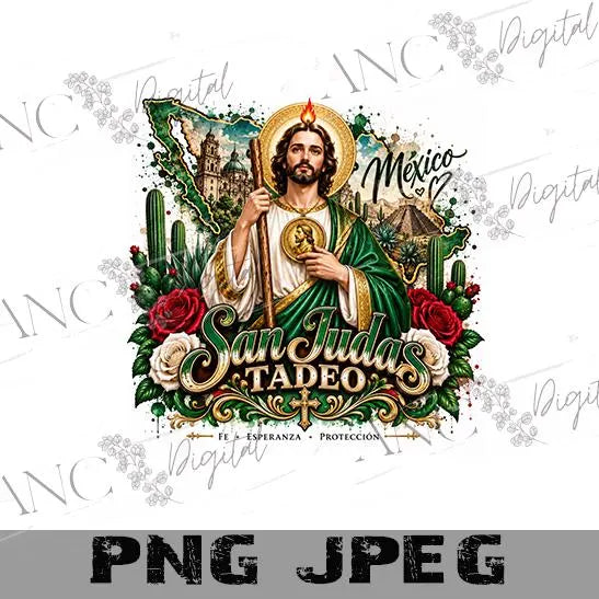San Judas Tadeo PNG, Mexico Sublimation Design, San Judas Tadeo Mexico PNG, Catholic Sublimation, Mexican Faith Shirt, Instant Download