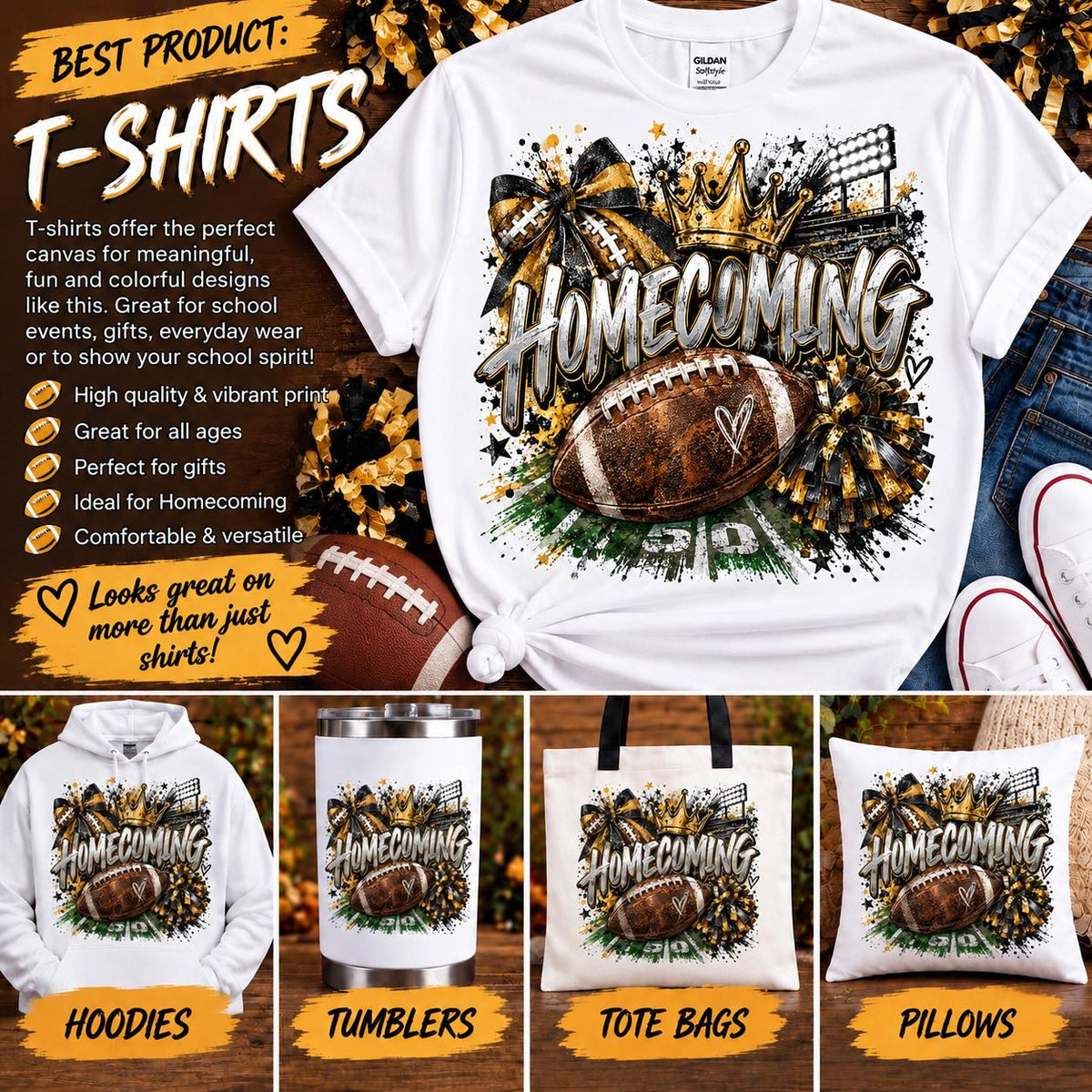 Football Homecoming PNG, Homecoming Football Sublimation Design, School Spirit PNG, Cheerleader Football PNG, Game Day Shirt Design