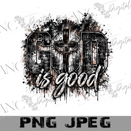 GOD Is Good PNG Bundle, Christian Sublimation Design, Grunge Cross PNG, Crown of Thorns, Faith Shirt Design, Religious Download