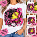 Softball Breast Cancer Awareness PNG, Strike Out Cancer Sublimation Design, Softball Pink Ribbon PNG, Breast Cancer Sports Download