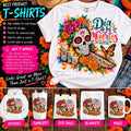 Día de los Muertos Sublimation PNG, Watercolor Sugar Skull Design, Day of the Dead Shirt Design