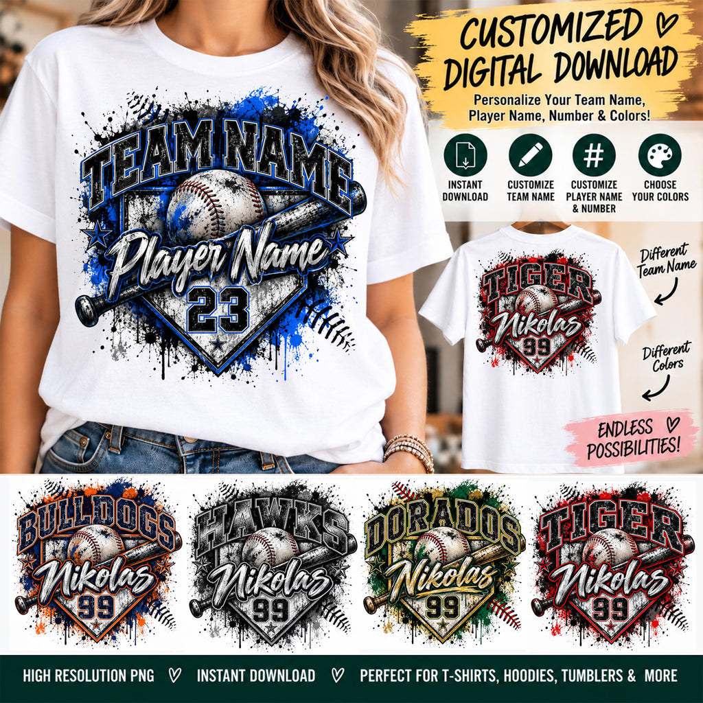 Custom Baseball Digital Design | Personalized Baseball PNG | Team Name Player Name Number | Baseball Sublimation Design