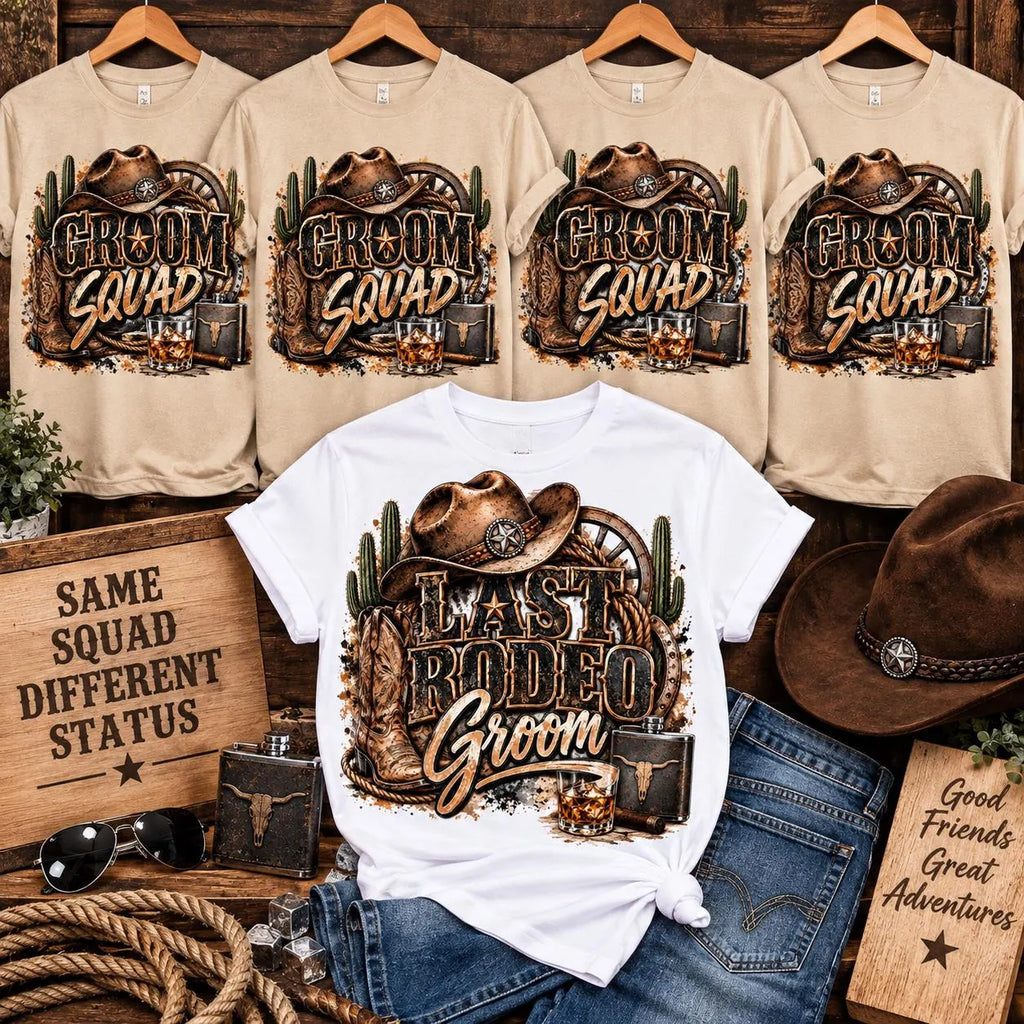 Last Rodeo Groom & Groom Squad PNG Bundle | Western Bachelor Party PNG | Cowboy Groom Sublimation | Groomsmen Digital Download