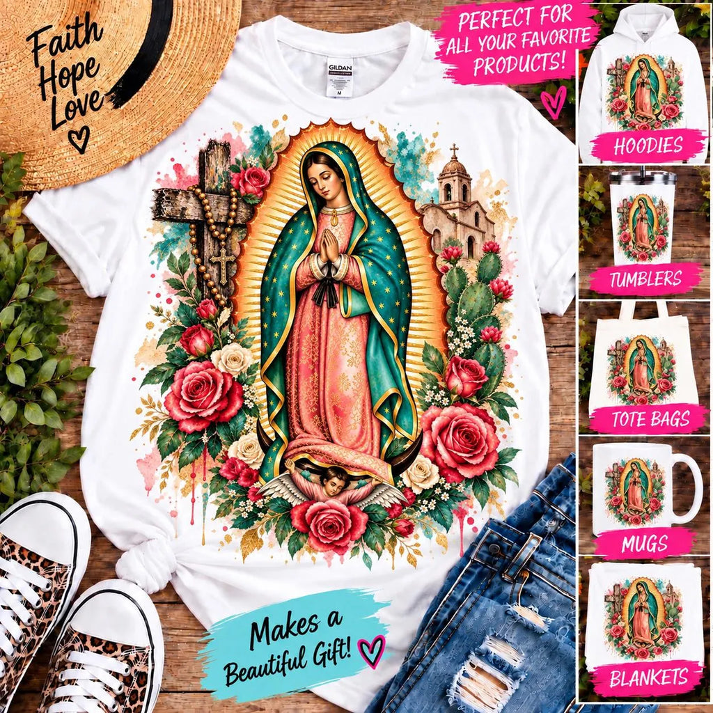 Virgen de Guadalupe PNG, Our Lady of Guadalupe Sublimation, Catholic, Mexican PNG, Guadalupe PNG, Religious Sublimation Design