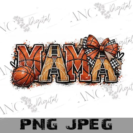Basketball MAMA PNG | Basketball Mom Sublimation Design | Sports Mama | Basketball Bow Design | Mom Shirt PNG | Digital Download