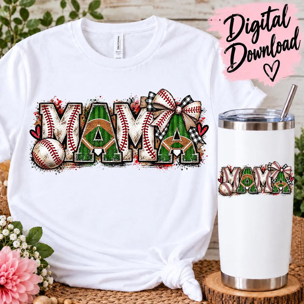 Baseball MAMA PNG | Baseball Mom Sublimation Design | Sports Mama | Baseball Bow Design | Mom Shirt PNG | Digital Download