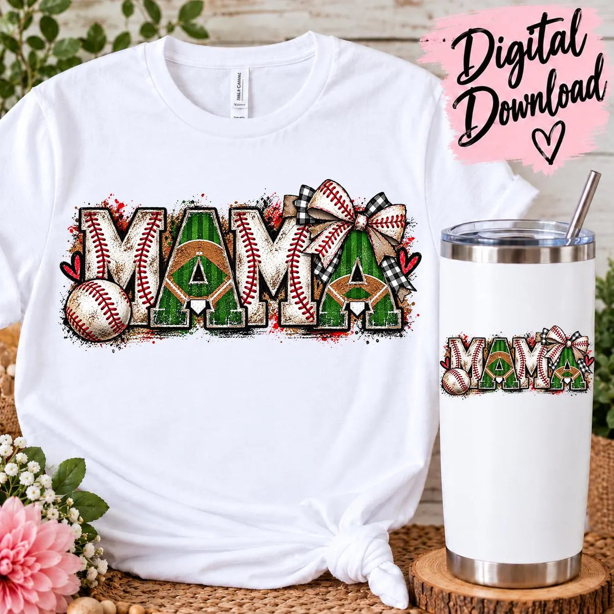 Baseball MAMA PNG | Baseball Mom Sublimation Design | Sports Mama | Baseball Bow Design | Mom Shirt PNG | Digital Download