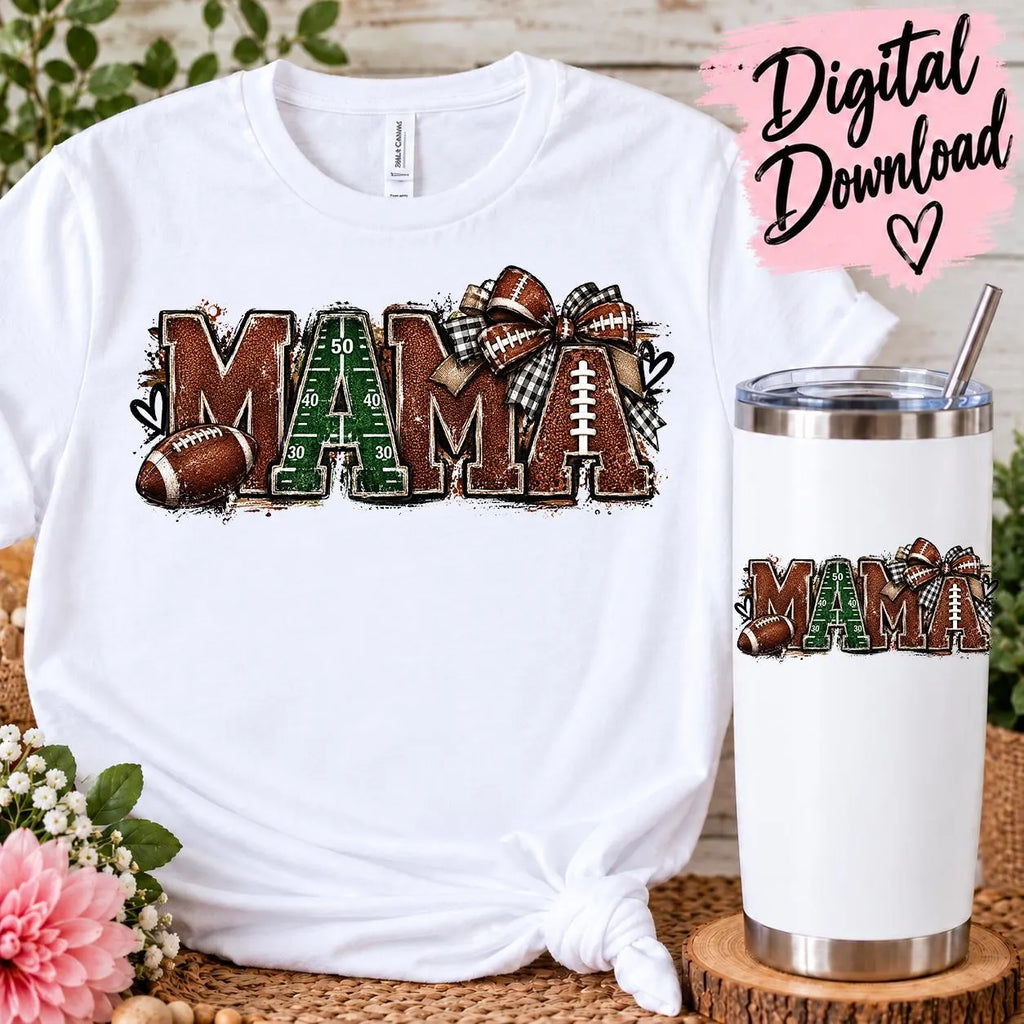 Football MAMA PNG | Football Mom Sublimation Design | Sports Mama | Football Bow Design | Mom Shirt PNG | Digital Download