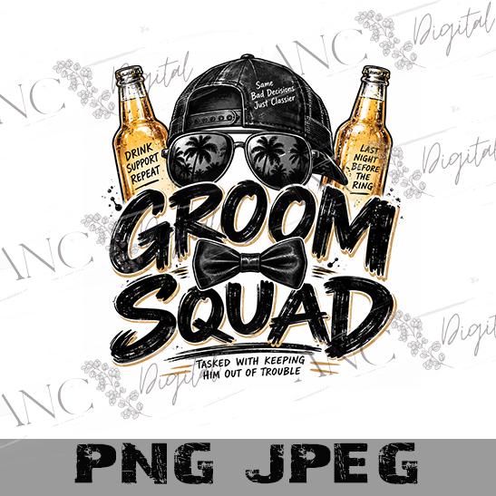 Groom & Groom Squad Sublimation PNG Bundle, Bachelor Party Shirt Design, Groom Shirt PNG, Groomsmen Digital Download, Wedding Party PNG