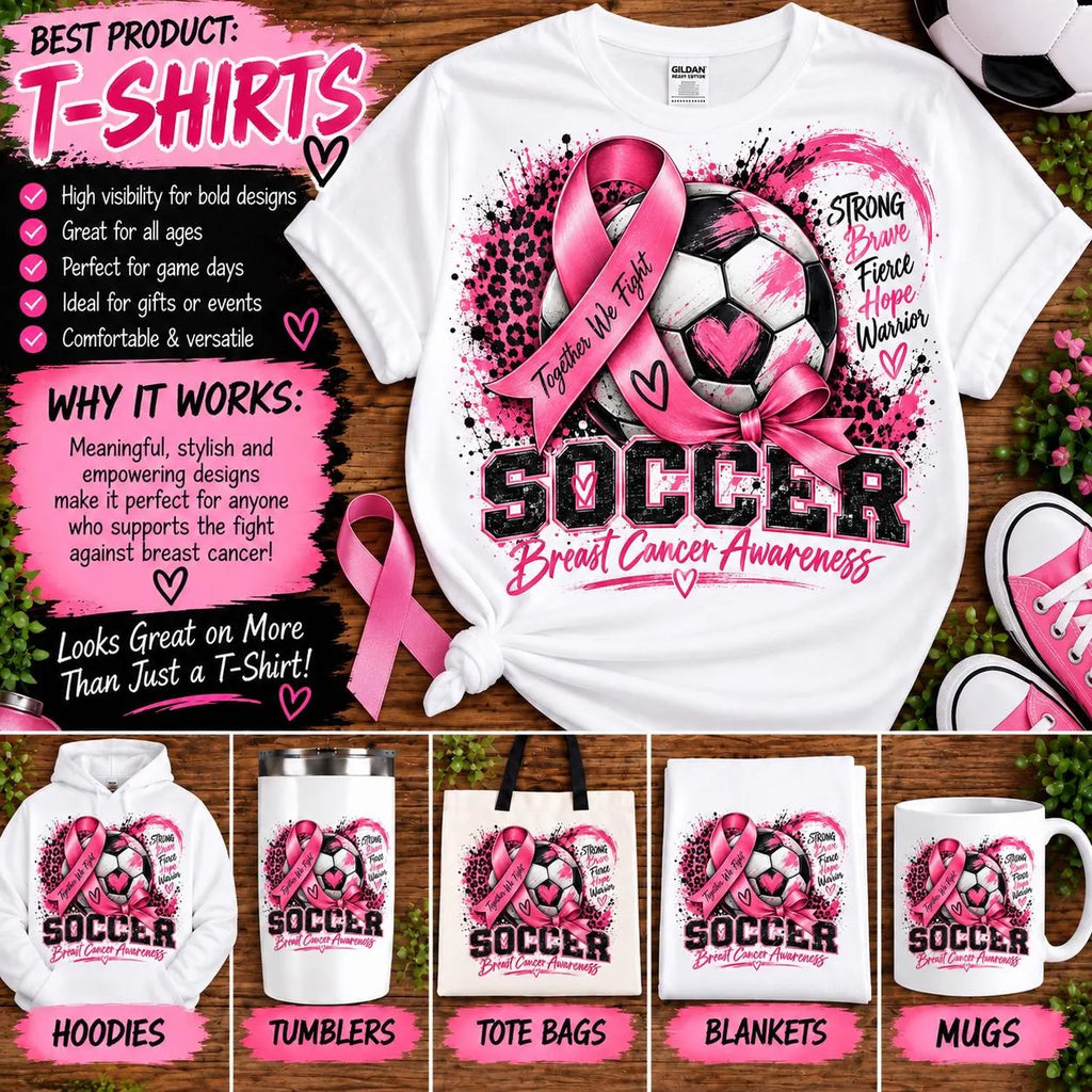 Breast Cancer Soccer Sublimation PNG, Pink Ribbon Soccer Mom Design, Breast Cancer Awareness Shirt Design, Soccer Player PNG