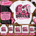 Breast Cancer Soccer Sublimation PNG, Pink Ribbon Soccer Mom Design, Breast Cancer Awareness Shirt Design, Soccer Player PNG
