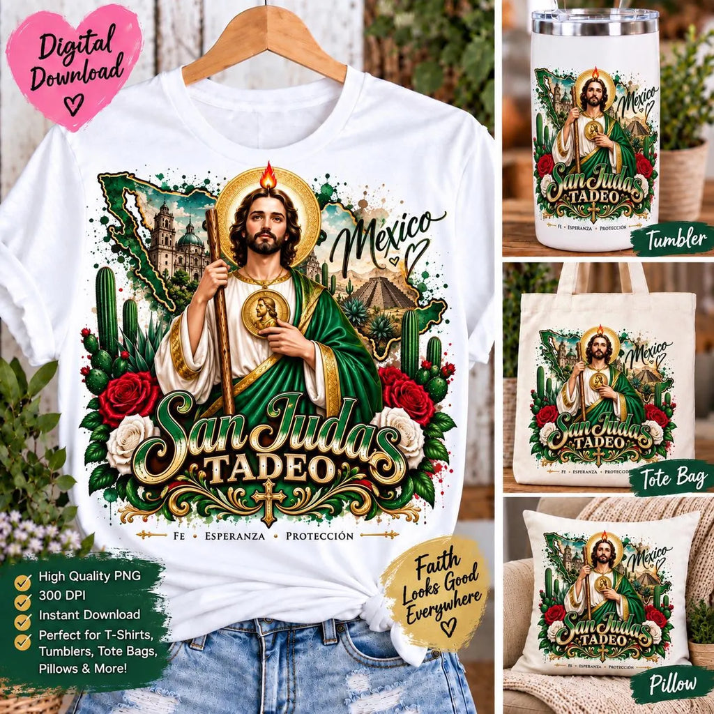 San Judas Tadeo PNG, Mexico Sublimation Design, San Judas Tadeo Mexico PNG, Catholic Sublimation, Mexican Faith Shirt, Instant Download