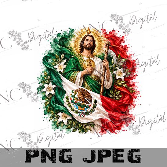 San Judas Tadeo PNG, Mexican Flag Sublimation Design, Saint Jude PNG, Mexico Religious PNG, Catholic Faith Digital Download