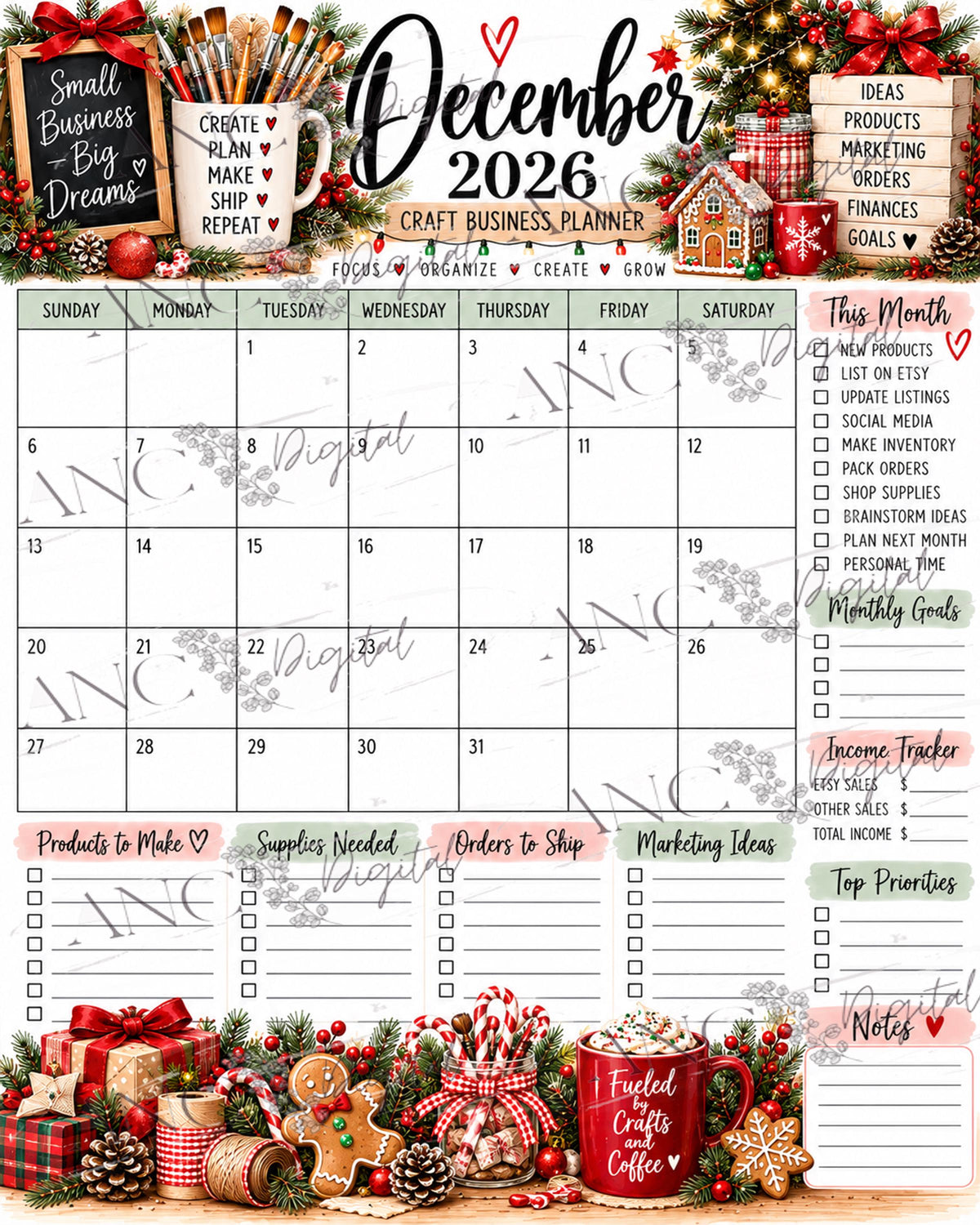 2026-2027 Craft Calendar Planner Printable | Small Business Planner | Etsy Seller Monthly Calendar | Craft Business Organizer PDF