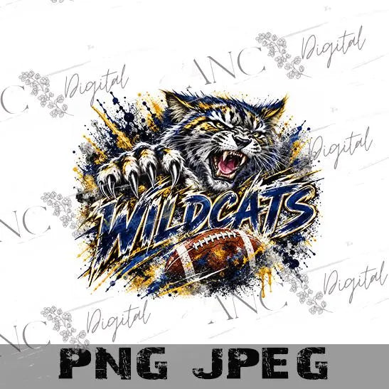 Wildcats Football PNG, Wildcats Sublimation Design, Football Mom Shirt PNG, Wildcat Mascot PNG, School Spirit Digital Download