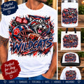 Wildcats Football PNG, Wildcat Mascot Sublimation, Navy Red Football PNG, Game Day Shirt Design, School Spirit Digital Download