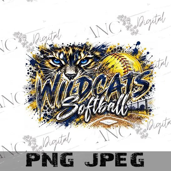 Wildcats Softball PNG, Wildcats Sublimation Design, Softball Mom PNG, Wildcat Mascot PNG, Team Spirit Digital Download