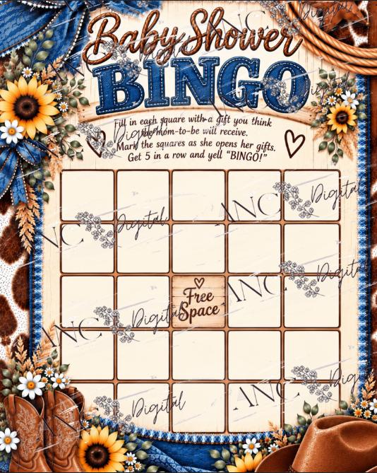 Western Denim Baby Shower Printable, Western Baby Shower Invitation Bundle, Invitation, Rustic Western Baby Shower download. Canva Editable