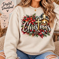Christmas Cross PNG, Christian Christmas Sublimation PNG, Nativity Christmas Design, Poinsettia PNG, Religious Holiday Digital Download