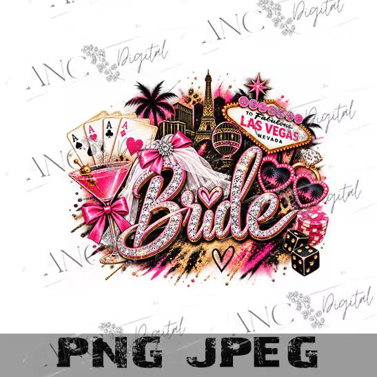 Vegas Bride Squad PNG, Las Vegas Bachelorette Party Sublimation, Bride & Bridesmaid PNG, Pink Casino Wedding Design, Digital Download