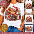 Highland Cow Christmas PNG, Ho Ho Ho Cow Sublimation Design, Cute Santa Highland Cow PNG, Christmas Cow Digital Download