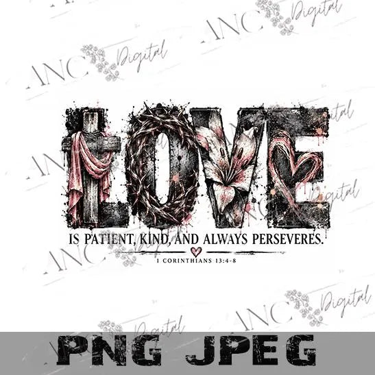 1 Corinthians 13:4-8 PNG, Love Is Patient PNG, Christian Sublimation Design, Bible Verse PNG, Faith Shirt Design, Religious Digital Download