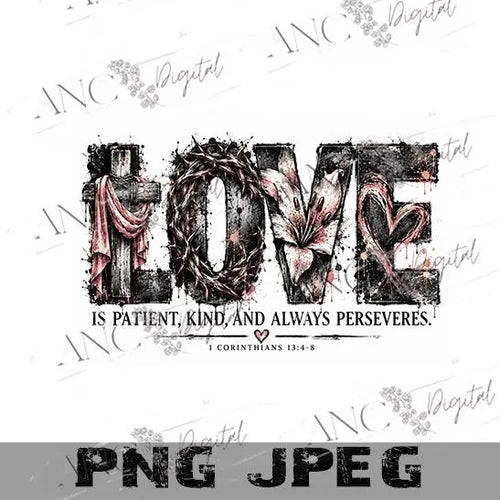 1 Corinthians 13:4-8 PNG, Love Is Patient PNG, Christian Sublimation Design, Bible Verse PNG, Faith Shirt Design, Religious Digital Download