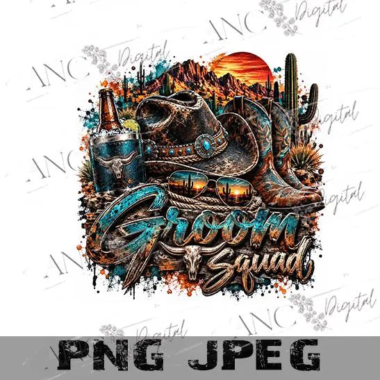 Groom Squad Western PNG Bundle, Cowboy Bachelor Party Sublimation, Groom PNG, Western Wedding Shirt Design, Digital Download