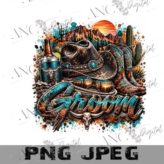 Groom Squad Western PNG Bundle, Cowboy Bachelor Party Sublimation, Groom PNG, Western Wedding Shirt Design, Digital Download