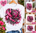 Basketball Breast Cancer Awareness PNG, Pink Ribbon Basketball Sublimation Design, Grunge Sports PNG, October Pink Digital Download
