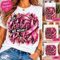 In October We Wear Pink Basketball PNG, Breast Cancer Awareness Sublimation, Pink Ribbon Sports PNG