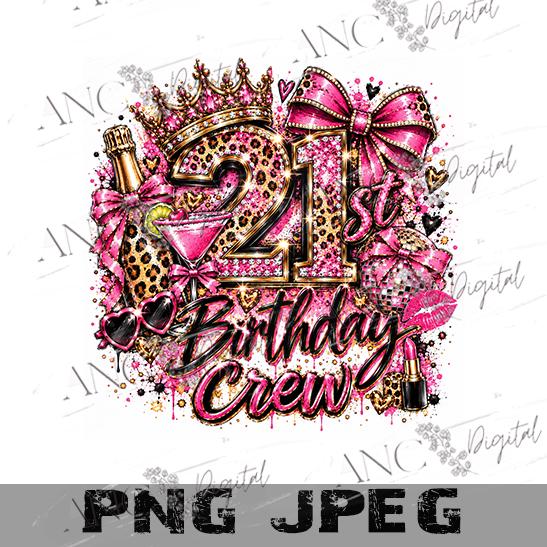 21st Birthday PNG Bundle, 21st Birthday Crew PNG, Birthday Girl Sublimation, Pink Leopard 21 PNG, Birthday Party Shirt Digital Download