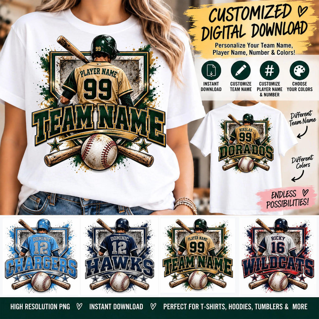 Custom Baseball Digital Design | Personalized Baseball PNG | Team Name Player Name Number | Baseball Sublimation Design