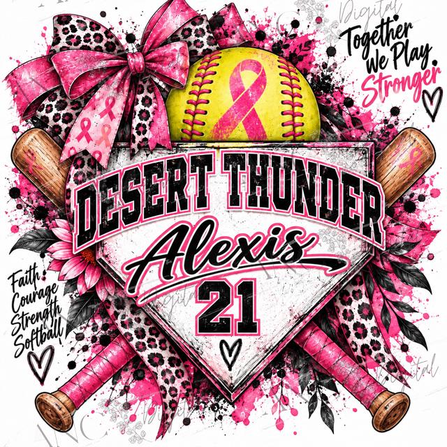 Personalized Breast Cancer Softball PNG | Custom Team Name, Player Name & Number | Breast Cancer Awareness Softball | Digital Download