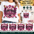 Custom Baseball Breast Cancer Awareness PNG, Personalized Team Name Player Name Number, Pink Ribbon Baseball Sublimation Design