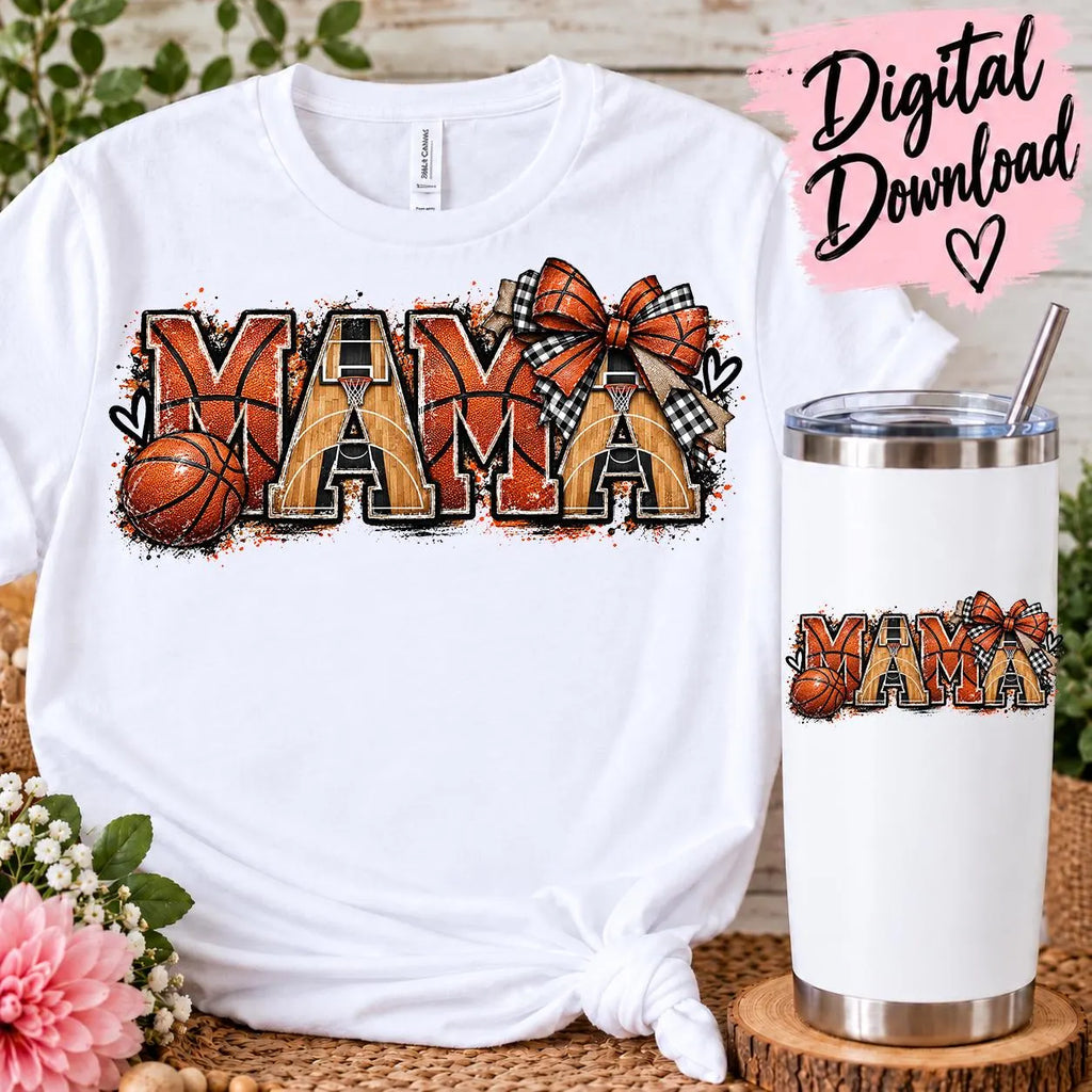 Basketball MAMA PNG | Basketball Mom Sublimation Design | Sports Mama | Basketball Bow Design | Mom Shirt PNG | Digital Download