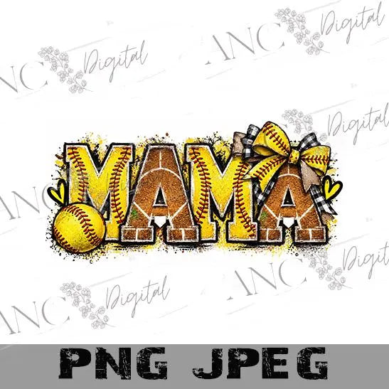 Softball MAMA PNG | Softball Mom Sublimation Design | Sports Mama | Softball Bow Design | Mom Shirt PNG | Digital Download