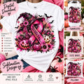 Breast Cancer Awareness PNG, Halloween Pink Ribbon Sublimation, Witch Hat Pumpkin PNG, Pink October Design, Spooky Digital Download
