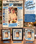 Custom Birthday Newspaper Poster, Personalized Year Facts, Photo Keepsake (Digital Download)