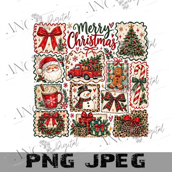 Merry Christmas PNG | Christmas Collage Sublimation Design | Santa Snowman Gingerbread Christmas PNG | Holiday Digital Download