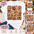 Fall Football Sublimation PNG | Game Day Football Design | Autumn Leopard Print Collage | Pumpkin Cheer Digital Download
