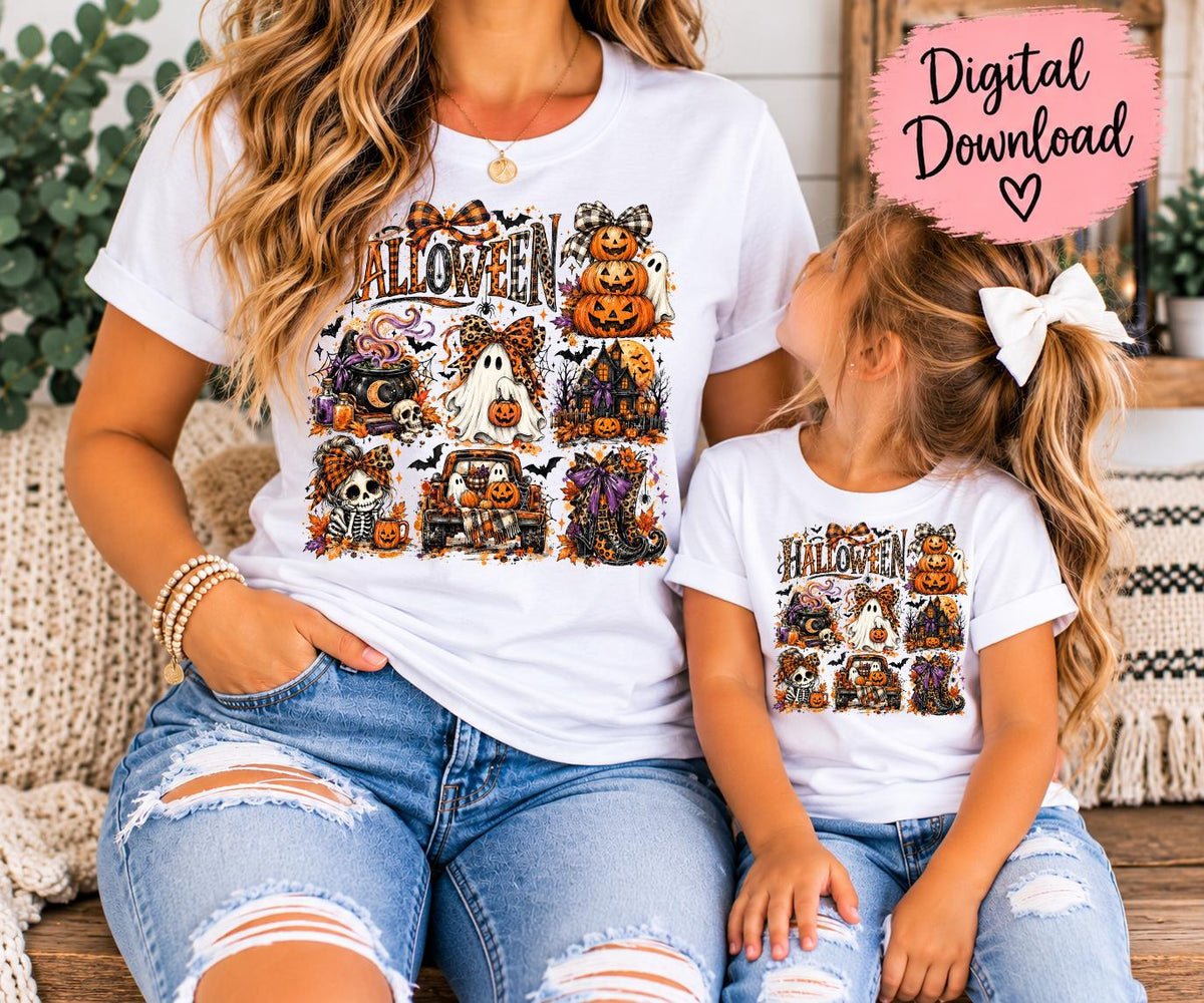 Halloween Sublimation PNG, Spooky Halloween Collage Design, Ghost Pumpkin Witch Digital Download, Halloween Shirt PNG, Fall Sublimation
