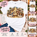 Christmas Nativity Scene PNG, Jesus Mary Joseph Sublimation Design, Hand Drawn Watercolor Manger, Christian Christmas Digital Download