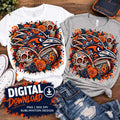 Day of the Dead Football PNG, Sugar Skull Bird Sublimation Design, Dia de los Muertos Football PNG, Orange Navy Sports Digital Download