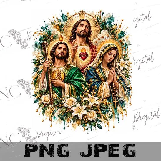 Jesus Virgin Mary San Judas Tadeo PNG, Holy Family Catholic Sublimation Design, Religious Christian PNG, Saint Jude Digital Download